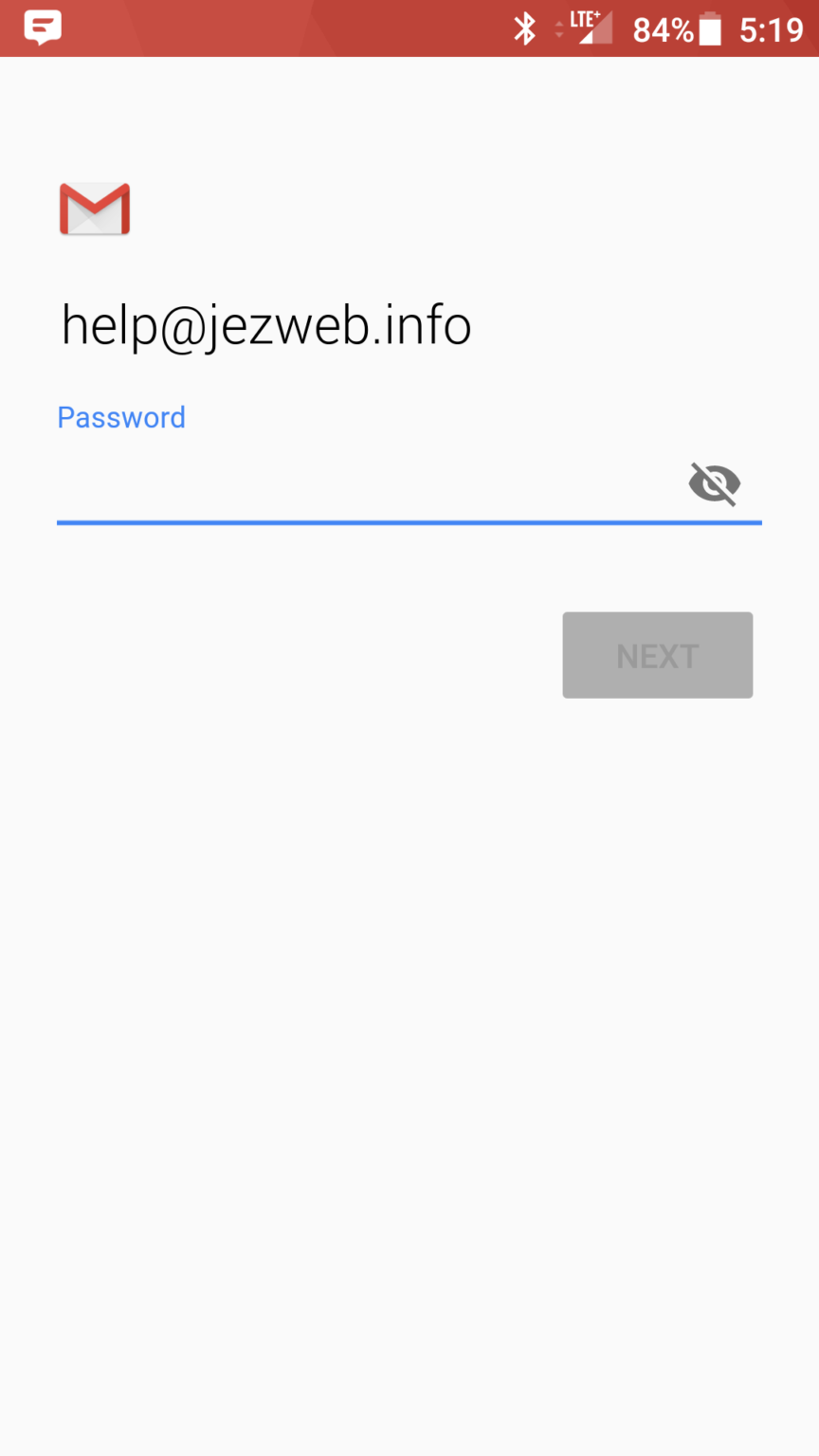 Password entry screen