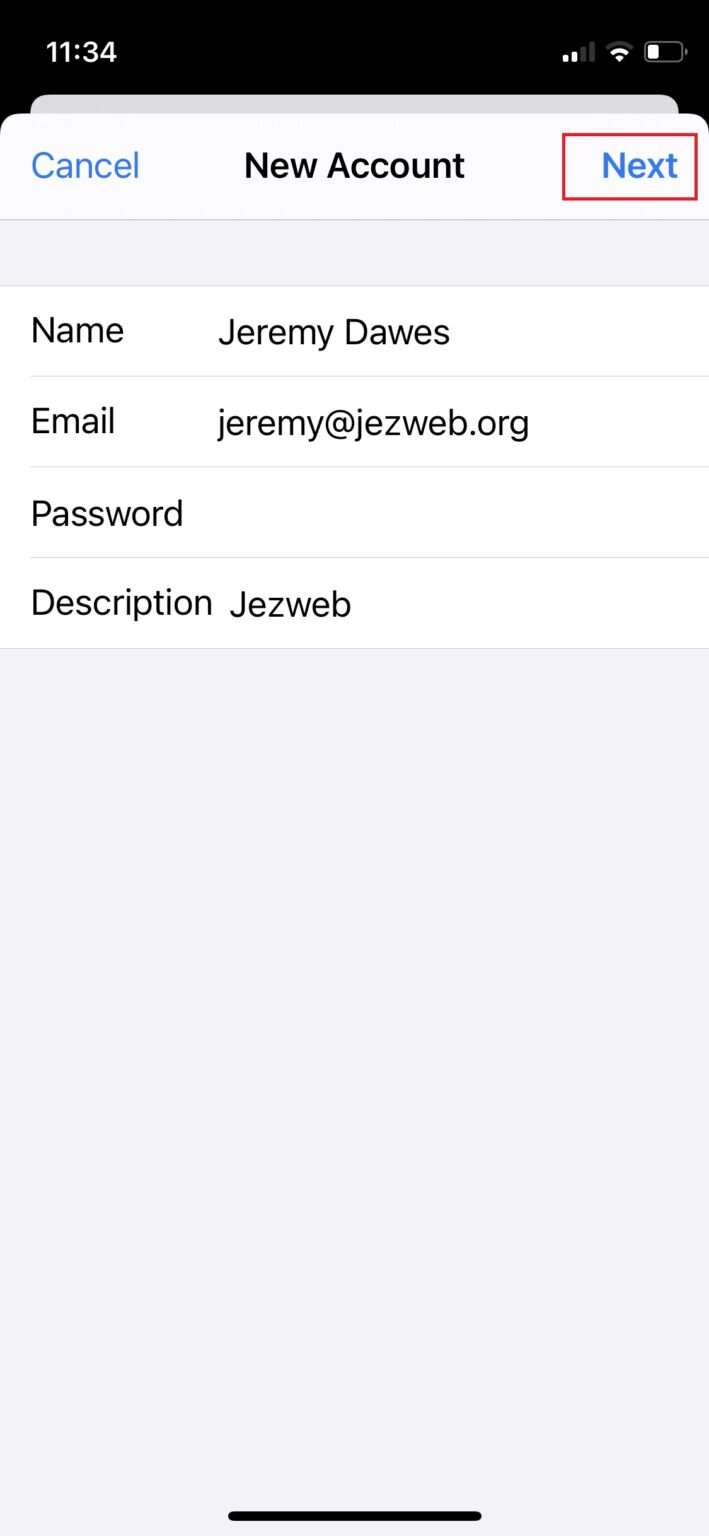 New account form