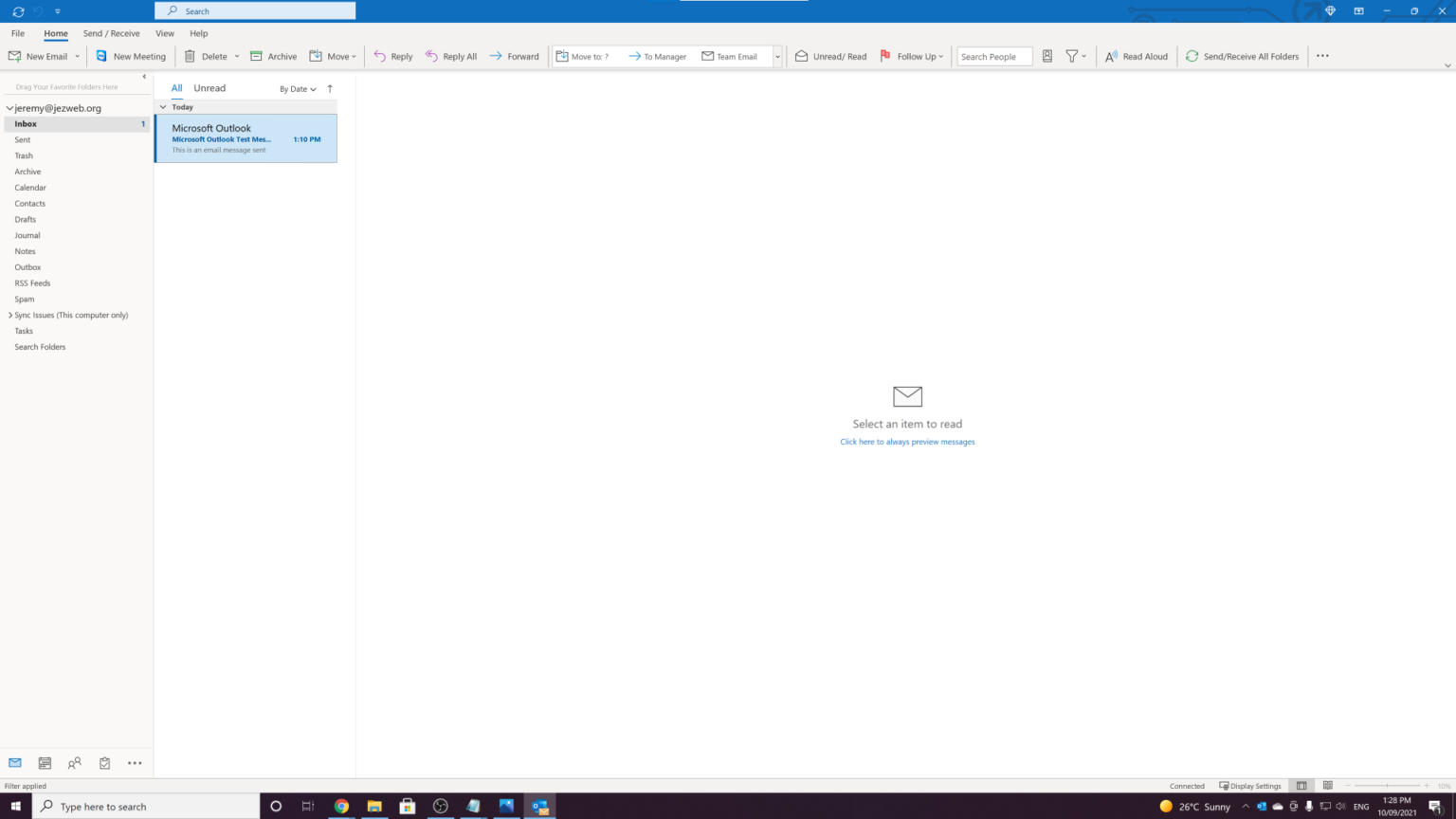 Outlook inbox syncing