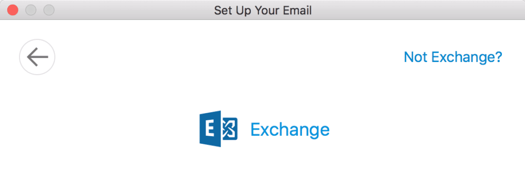Account type screen with Not Exchange option