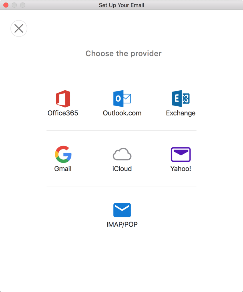 Provider selection screen